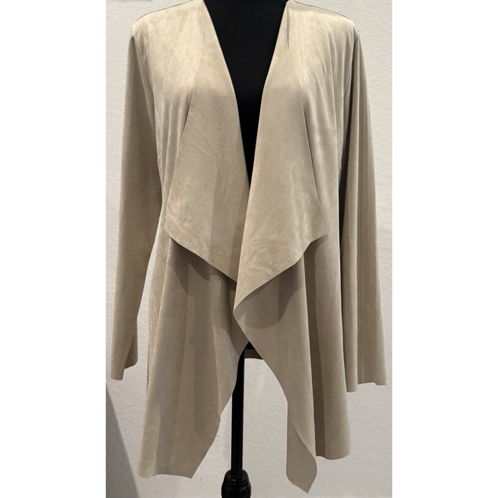 Soft Surroundings Faux Suede Drape Jacket Cardigan Winter White Size Medium NWT
